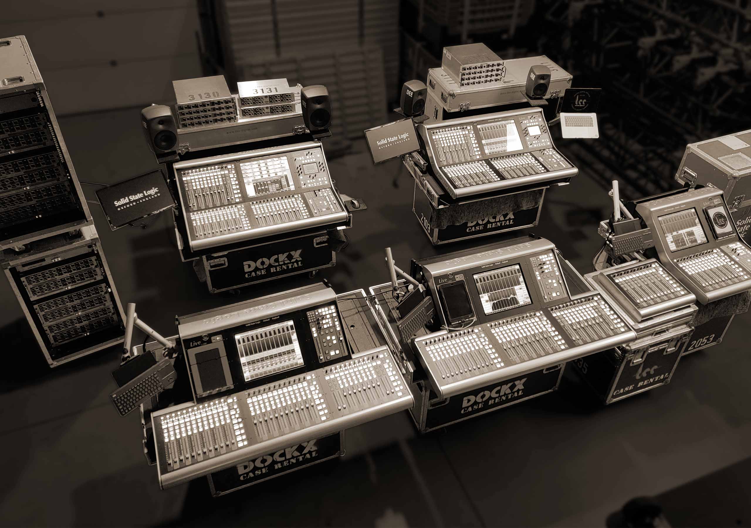 Professional mixing consoles and touring equipment at DEE